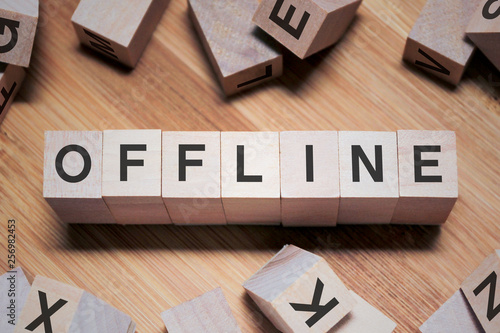 Obraz na płótnie OFFLINE Word In Wooden Cube