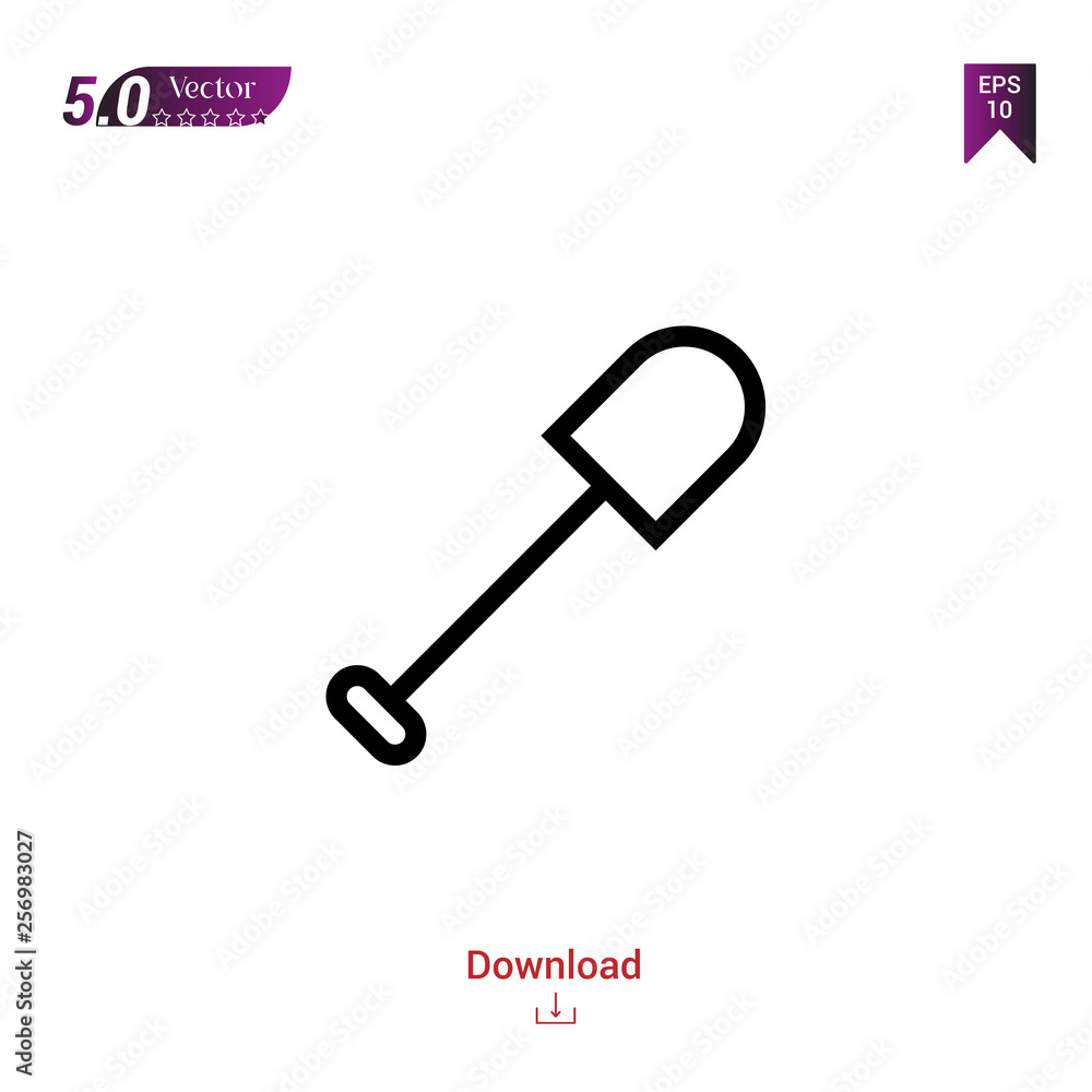 Outline shovel icon. shovel icon vector isolated on white background.adventure . Graphic design, mobile application,icons 2019 year, user interface. Editable stroke. EPS10 format Outline shovel icon. shovel icon vector isolated on white background.adventure . Graphic design, mobile application,icons 2019 year, user interface. Editable stroke. EPS10 format