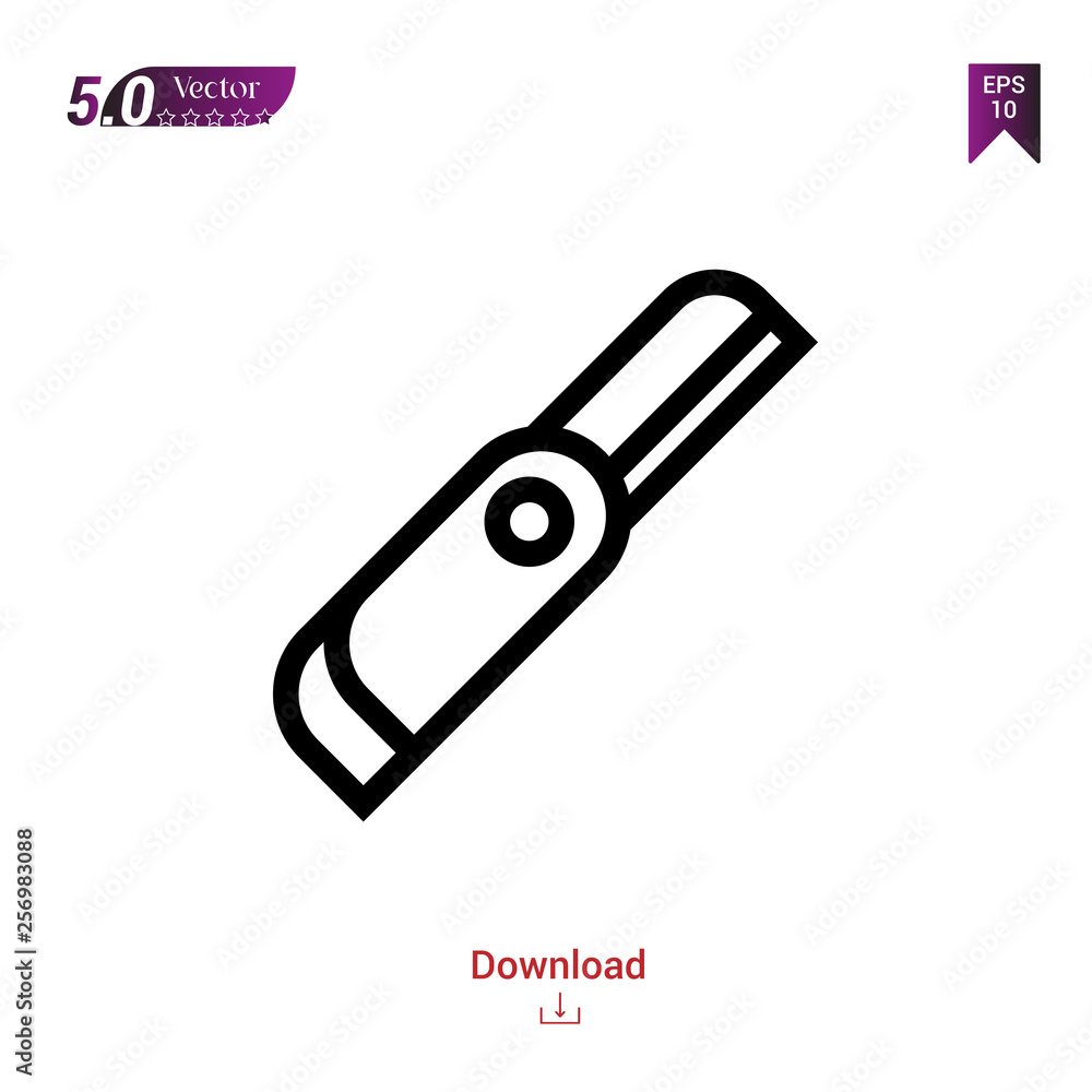 Outline knife icon. knife icon vector isolated on white background.adventure . Graphic design, mobile application,icons 2019 year, user interface. Editable stroke. EPS10 format Outline knife icon. knife icon vector isolated on white background.adventure . Graphic design, mobile application,icons 2019 year, user interface. Editable stroke. EPS10 format