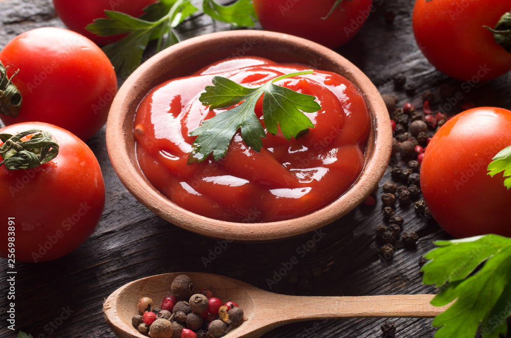 Ketchup and ingredients Ketchup and ingredients