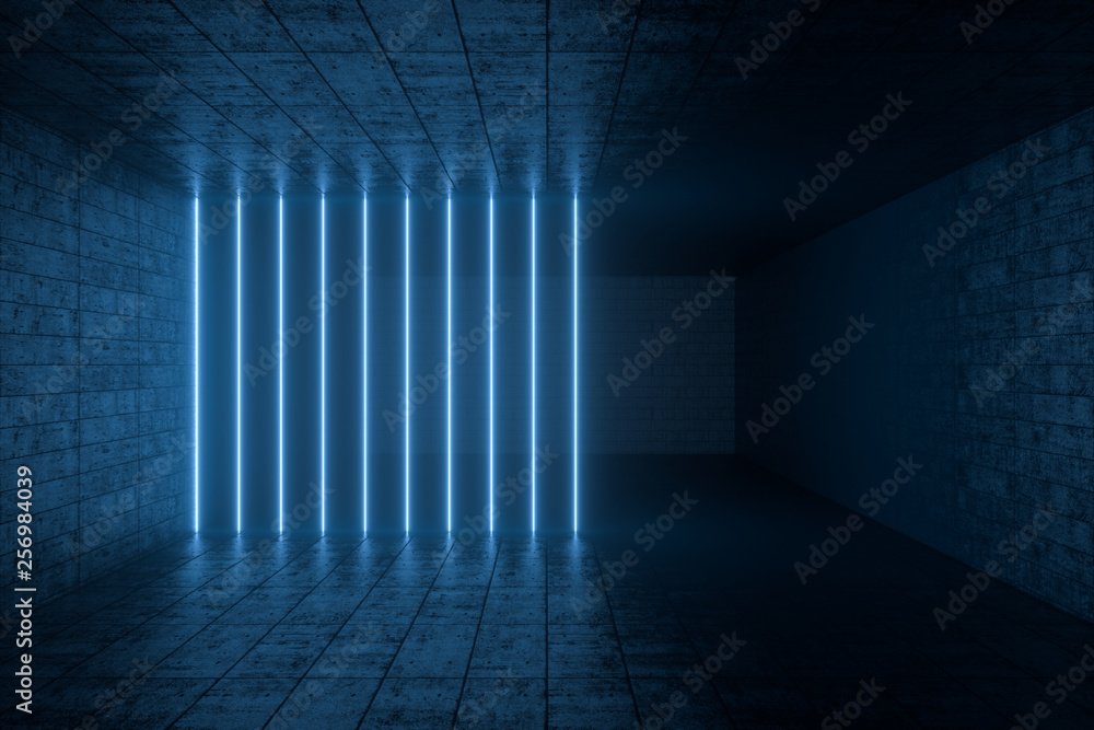 3d rendering, glowing magic lines in anbanoned room, dark background 3d rendering, glowing magic lines in anbanoned room, dark background