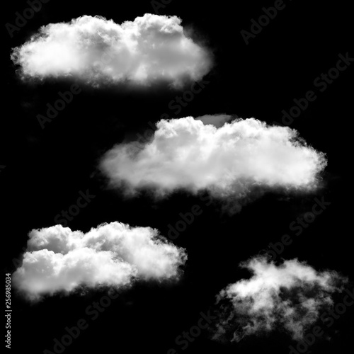 White clouds shapes isolated over black background