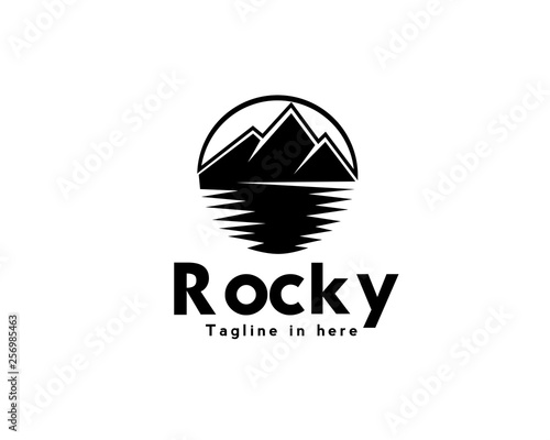 circle mountain and lake logo design inspiration