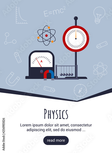Science physics concept vector illustration, template design for banner or brochure