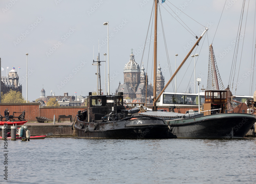  General view of Oosterdock harbor, Amsterdam, Netherlands