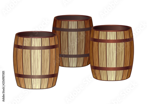 wooden barrel isolated on white background