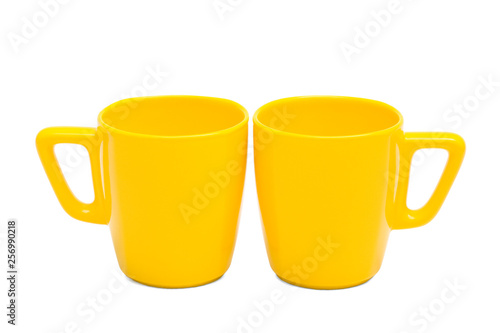 two yellow mug