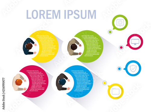 businesmen with infographic and business icons