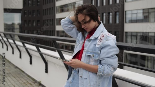 Wallpaper Mural young woman talking on the phone on the roof Torontodigital.ca