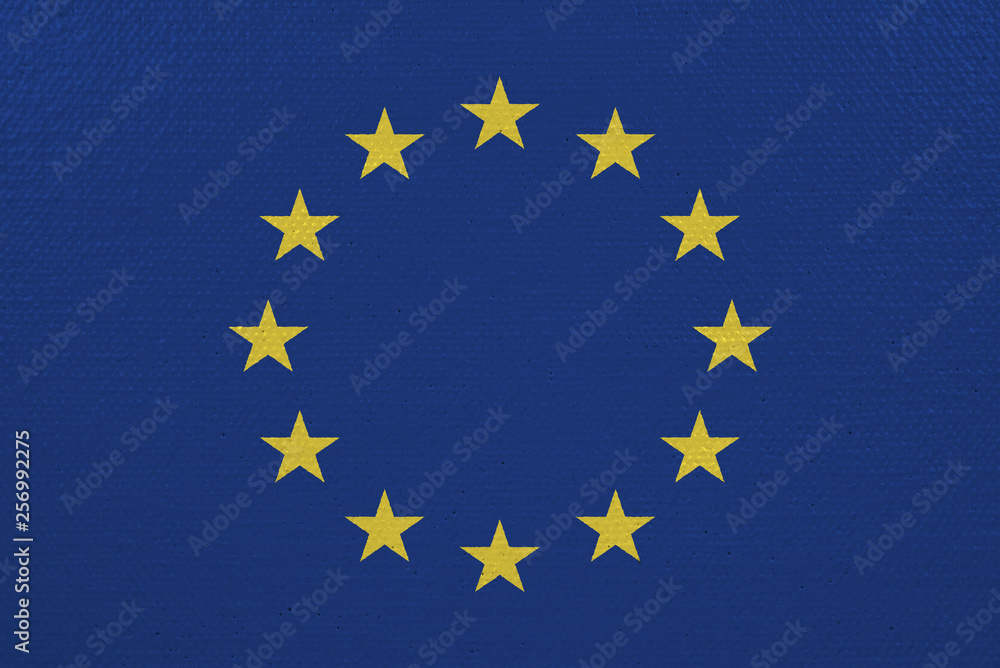 Europe EU flag on canvas Europe EU flag on canvas