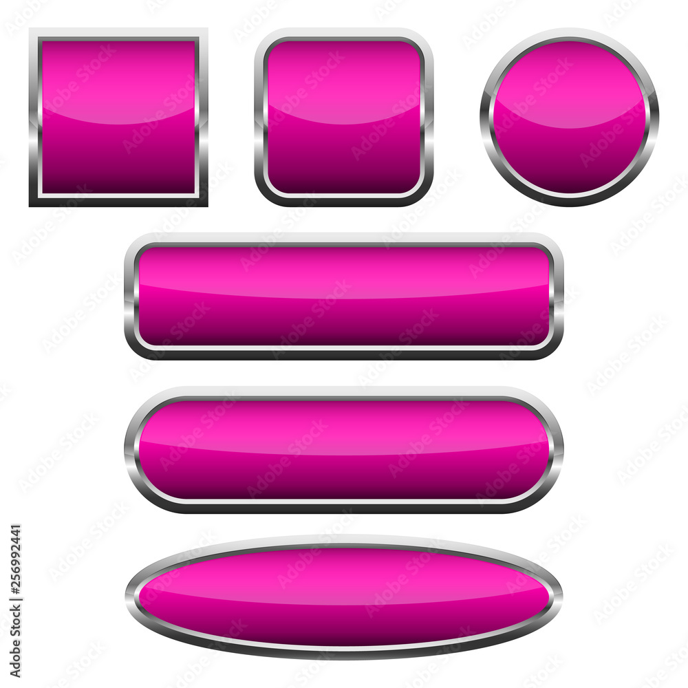 Set of pink glossy buttons. Vector illustration. Set of pink glossy buttons. Vector illustration.