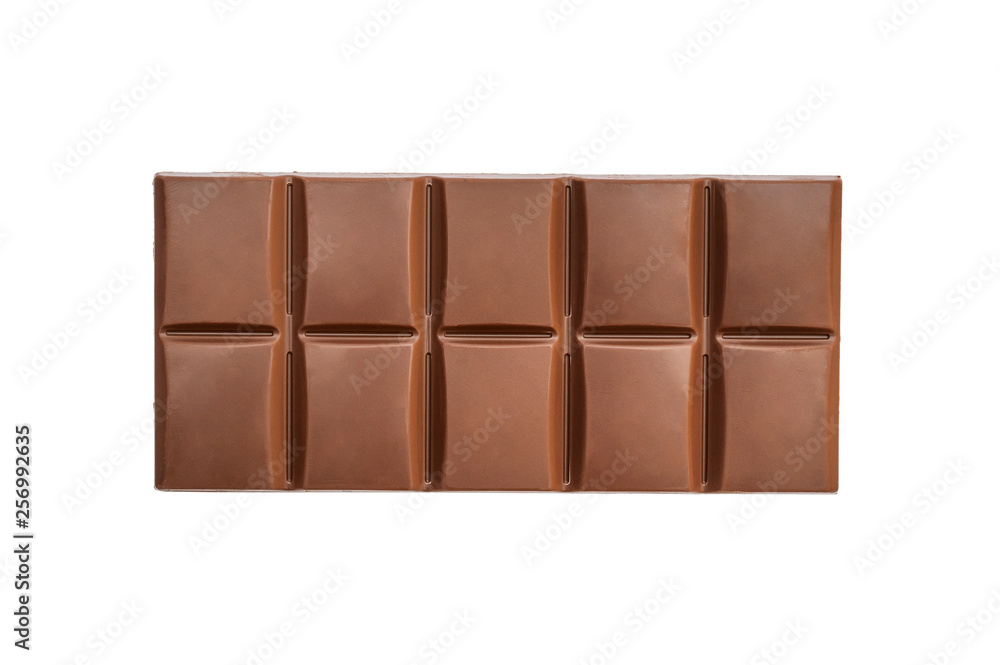 Chocolate bar isolated on white. Top view. Chocolate bar isolated on white. Top view.