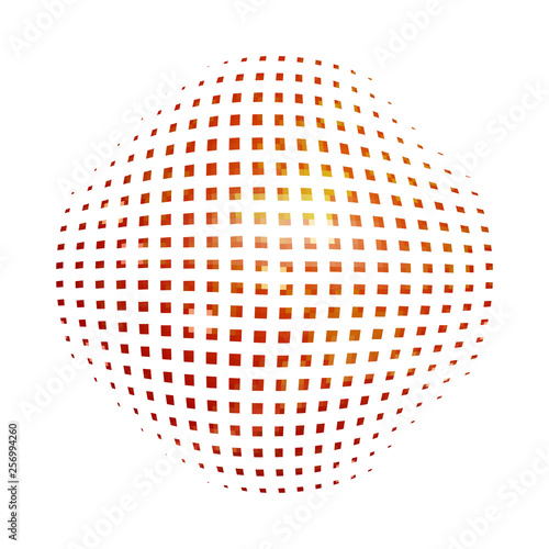Red abstract circle with halftone dots effect. Vector illustration.