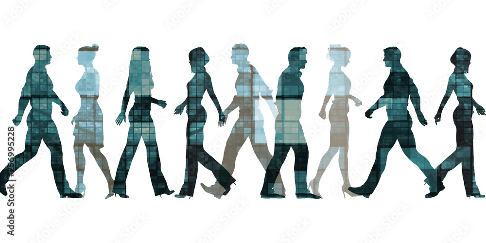 Crowd of People Walking Stock Illustration | Adobe Stock