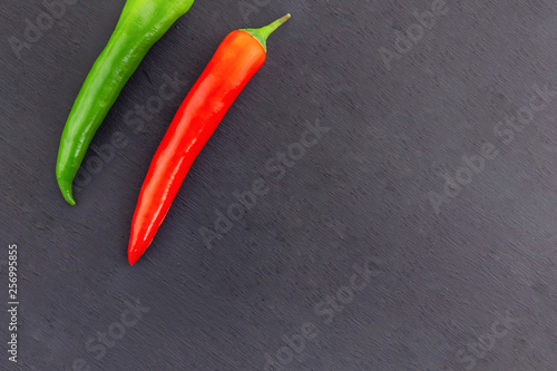 design border oblique background base culinary pair green red pepper spicy copy space on slate base