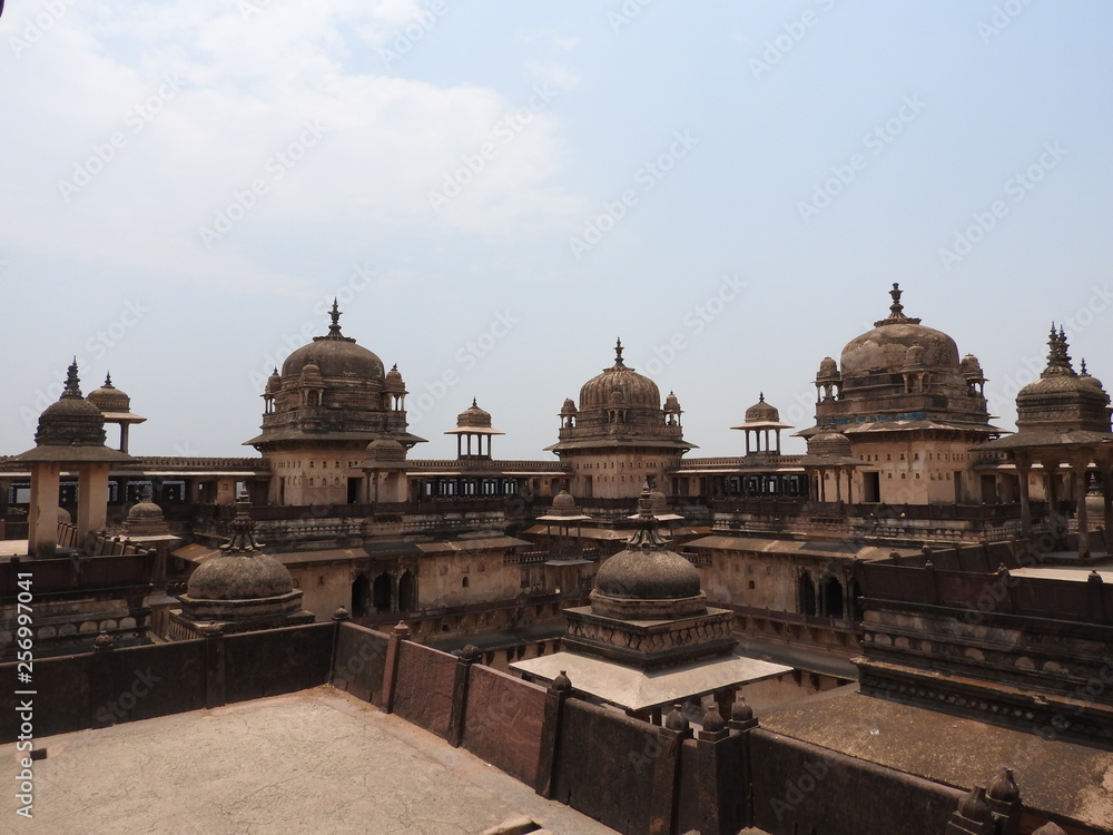 The Jehangir Mahal, Orchha Fort, Religia Hinduism, ancient architecture, Orchha, Madhya Pradesh, India.