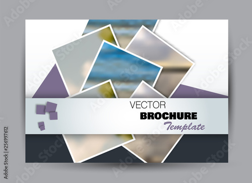 Flyer, brochure, billboard template design landscape orientation for business, education, school, presentation, website. Purple color. Editable vector illustration.