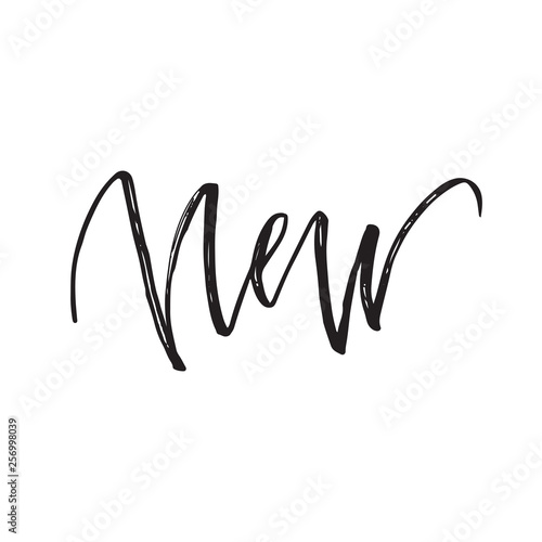 New brush pen handwritten text lettering, vector illustration