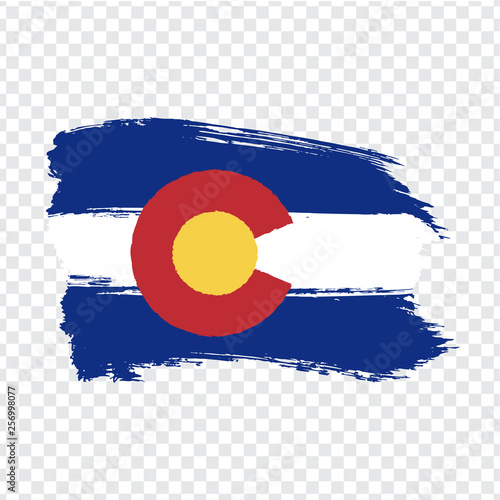 Flag of Colorado from brush strokes. United States of America.  Flag Colorado on transparent background for your web site design, logo, app, UI. Stock vector. Vector illustration EPS10.