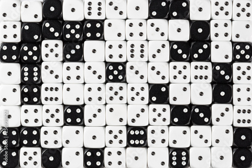 Background patteren of random ordered white and black dices