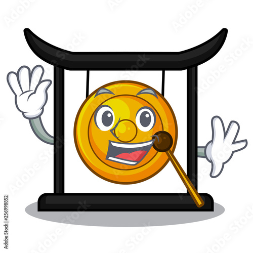Waving golden gong in the cartoon room