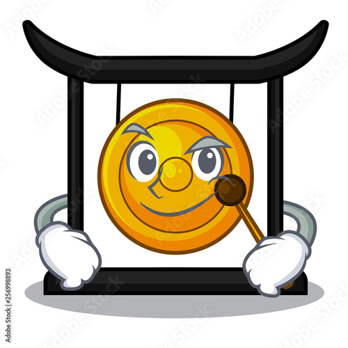 Smirking golden gong in the cartoon room