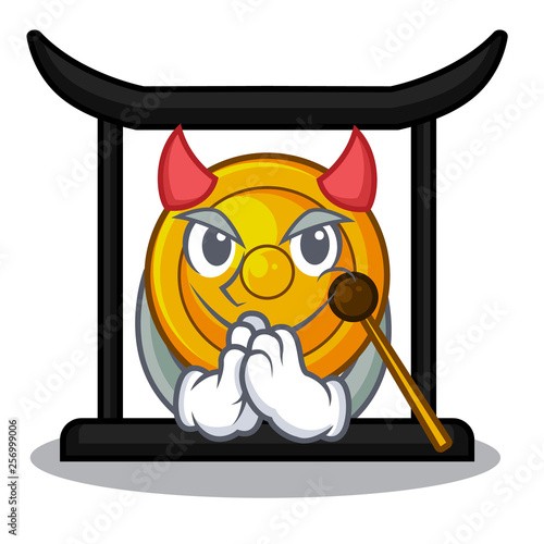 Devil golden gong isolated with the mascot
