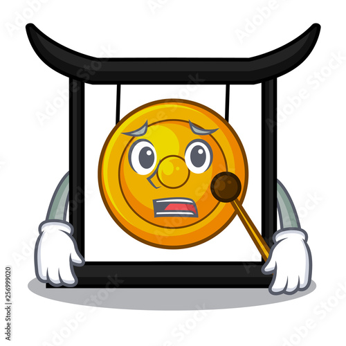 Afraid golden gong isolated with the mascot