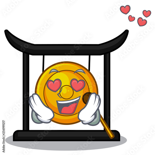 In love golden gong isolated with the mascot