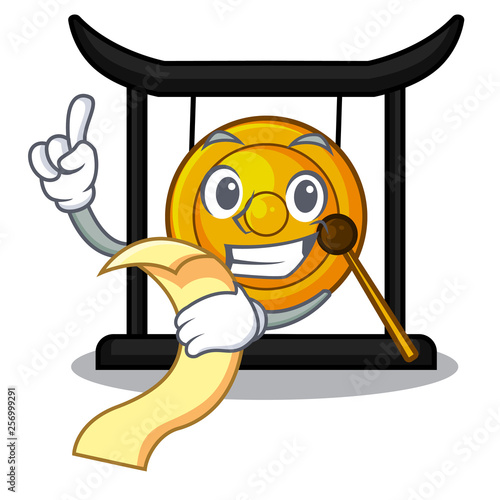With menu golden gong isolated with the mascot
