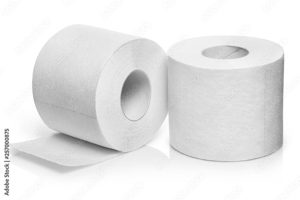 Two rolls of white toilet paper, isolated on white background Two rolls of white toilet paper, isolated on white background