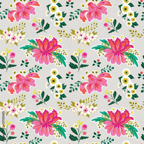 Wallpaper Mural Nice light floral pattern with pink roses Torontodigital.ca