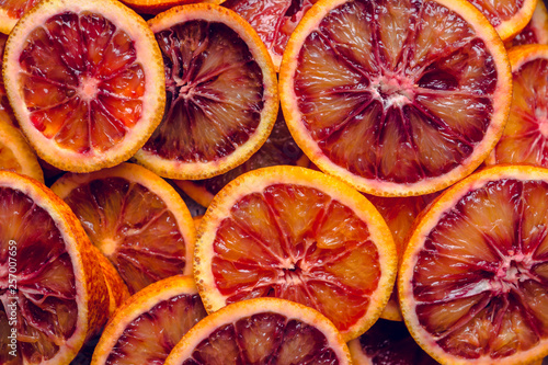 Making jam with red oranges. Selective focus. Shallow depth of field.