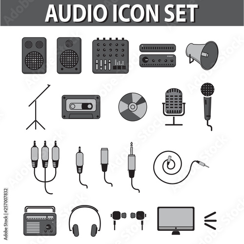 Icon set Audio  vector illustration