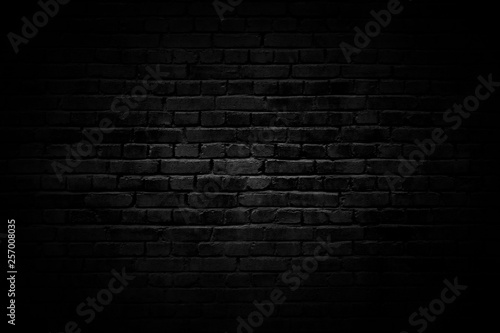 Fototapete black brick wall with vignette