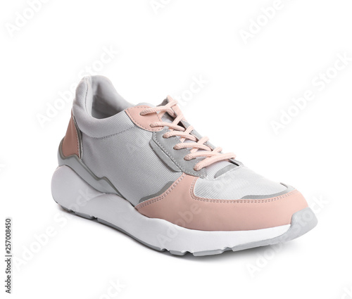 Comfortable modern sports shoe on white background