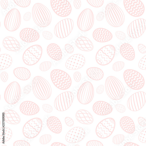 Easter egg seamless pattern. Pastel color, holiday eggs texture. Simple abstract decorative template for Happy Easter celebration. Stylized cute ornament wallpaper, card, fabric. Vector illustration