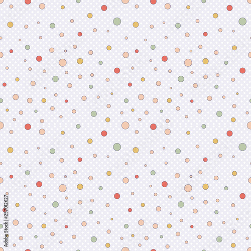 Cute simple seamless pattern in pastel colors with multi-colored polka dots.Vector.The print for the manufacture of children's clothes, diapers,covers, clothing, Wallpaper, gift wrap,textile,fabric