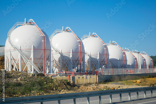 LNG or LPG storage plant, seven liquefied natural gas tanks