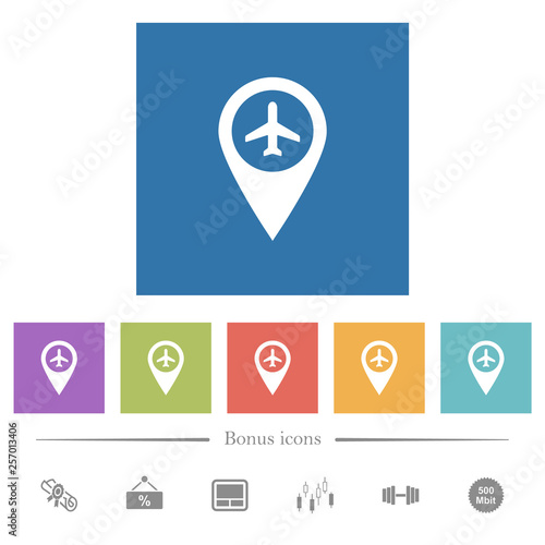 Free Download Airport GPS map location flat white icons in square backgrounds - GFXLoad