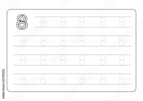 Free handwriting pages for writing numbers Learning numbers, Numbers tracing worksheet for kindergarten vector
