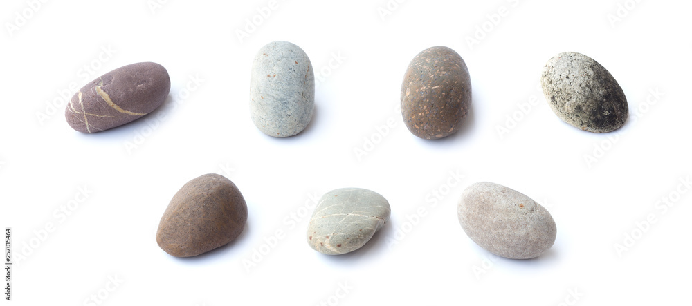 Pebbles stone, heap of stones isolated on white background, sea pebble Pebbles stone, heap of stones isolated on white background, sea pebble