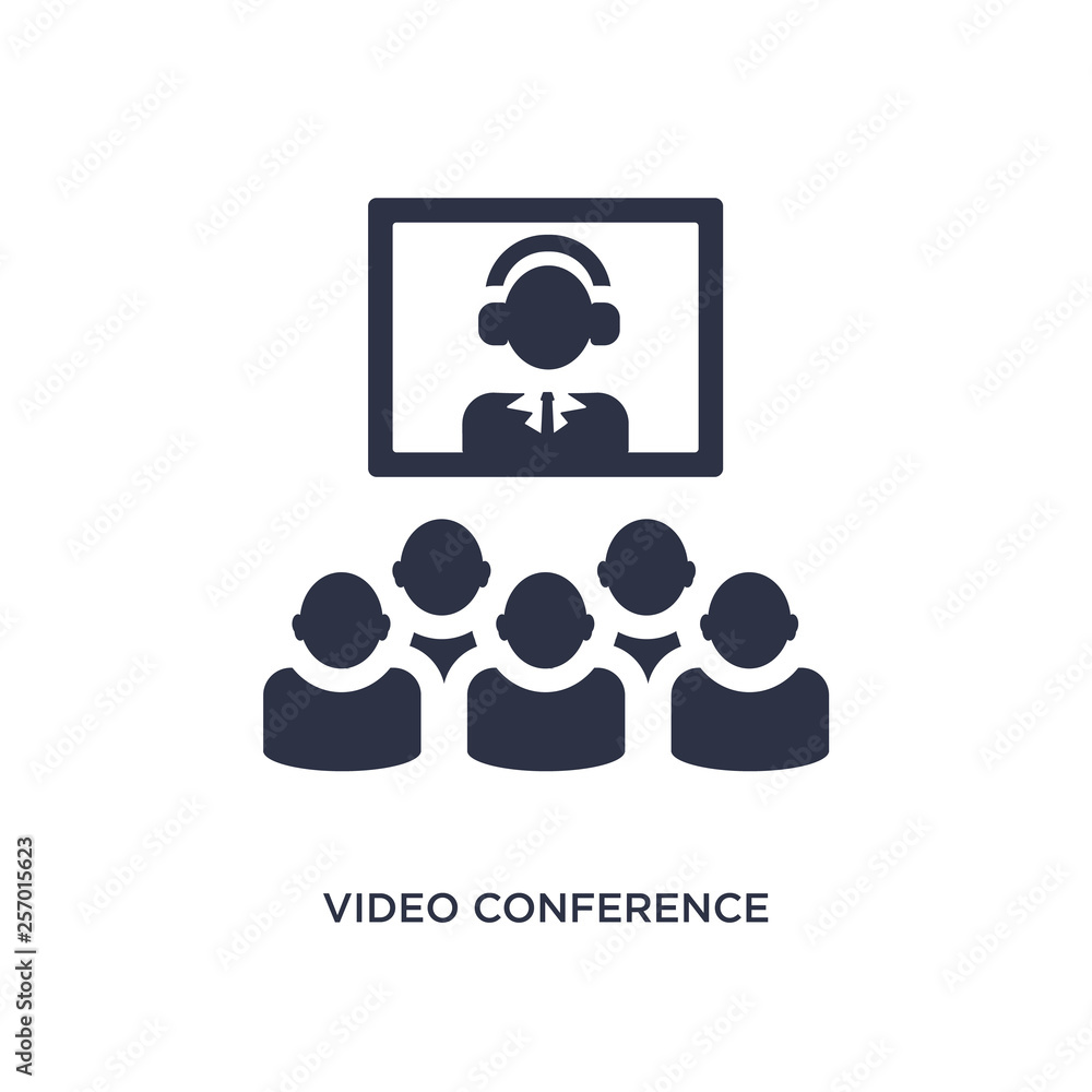 video conference icon on white background. Simple element illustration from human resources concept. video conference icon on white background. Simple element illustration from human resources concept.