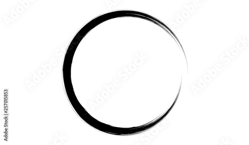 Grunge brush circle made for your project.Black oval shape made of ink.