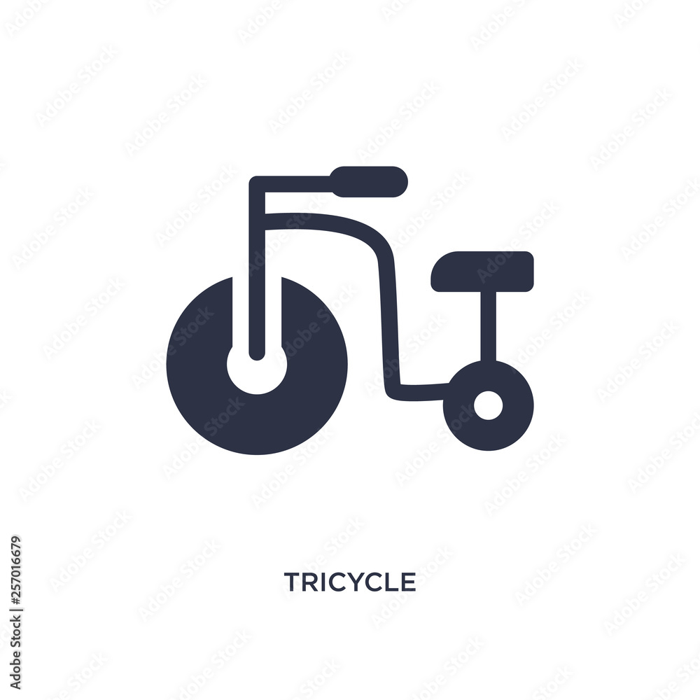 tricycle icon on white background. Simple element illustration from kid and baby concept. tricycle icon on white background. Simple element illustration from kid and baby concept.