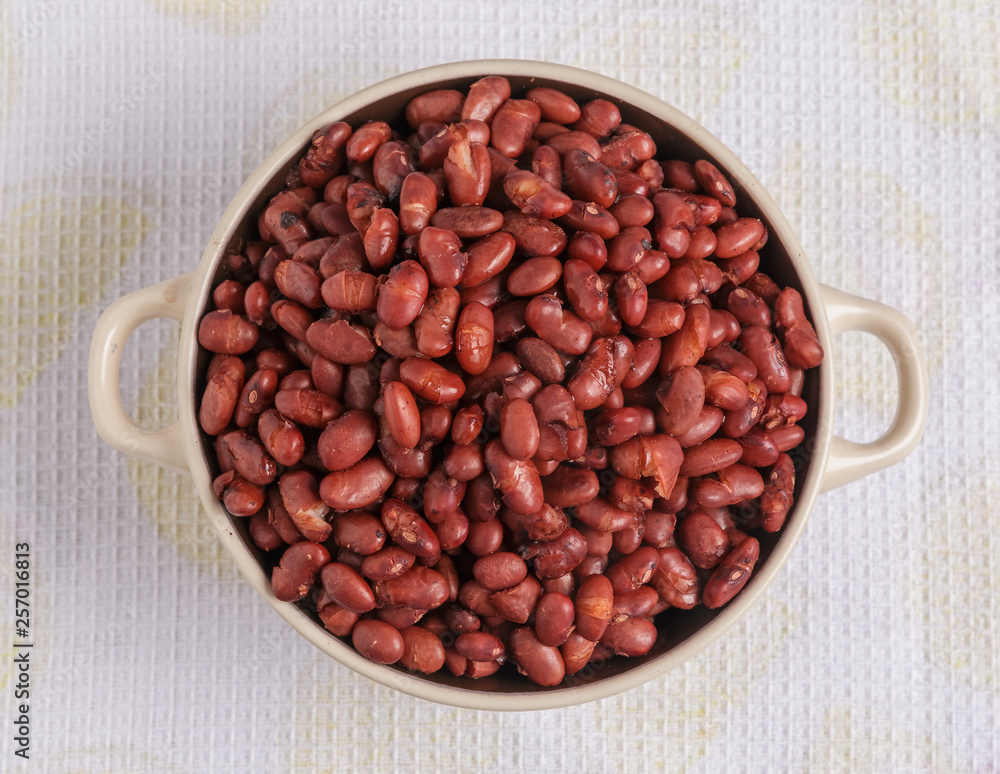 Boiled beans on a plate.