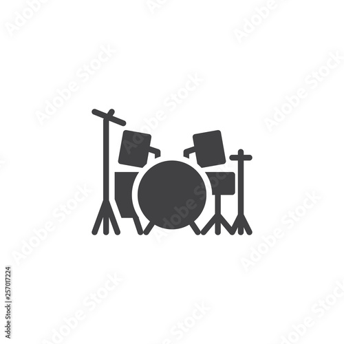 Drum kit vector icon. filled flat sign for mobile concept and web design. Drum set glyph icon. Symbol, logo illustration. Pixel perfect vector graphics
