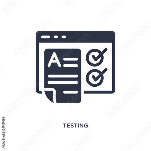 testing icon on white background. Simple element illustration from marketing concept.