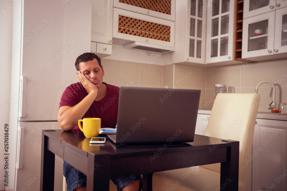 Family budget and finances- man counting and checking household daily expenses. Family budget and finances- man counting and checking household daily expenses.