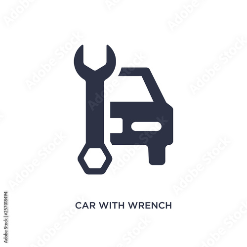 car with wrench icon on white background. Simple element illustration from mechanicons concept.